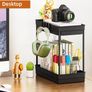 2 Pack Under Sink Storage - Kitchen Storage and Organisation, 2 Tier Kitchen Under Sink Shelf, Multi-Purpose Organisation for Bathroom,Black Image 4
