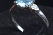 Vintage 9ct White Gold Aquamarine Diamond Ring Size 58