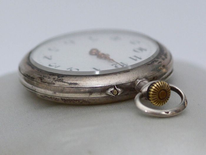 Vintage Bordeaux  Gents Mechanical  Silver Pocket Watch