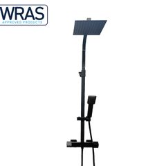 Shower Set 2-in-1 with Thermo Valve | Exposed Square in Matt Black