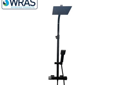 Shower Set 2-in-1 with Thermo Valve | Exposed Square in Matt Black