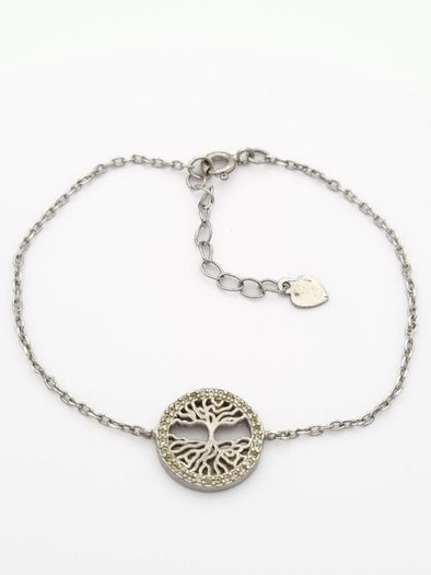 Vintage 925 Sterling Silver & CZ Tree of Life Bracelet