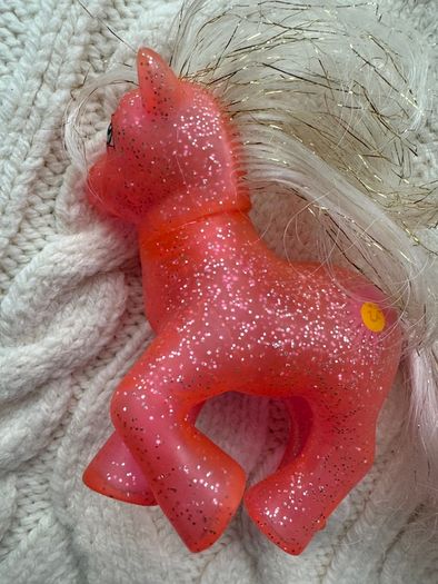 1984 Hasbro G1 Vintage My Little Pony Sunspot Sparkle Orange Glitter Pink Used PLease look at the pictures