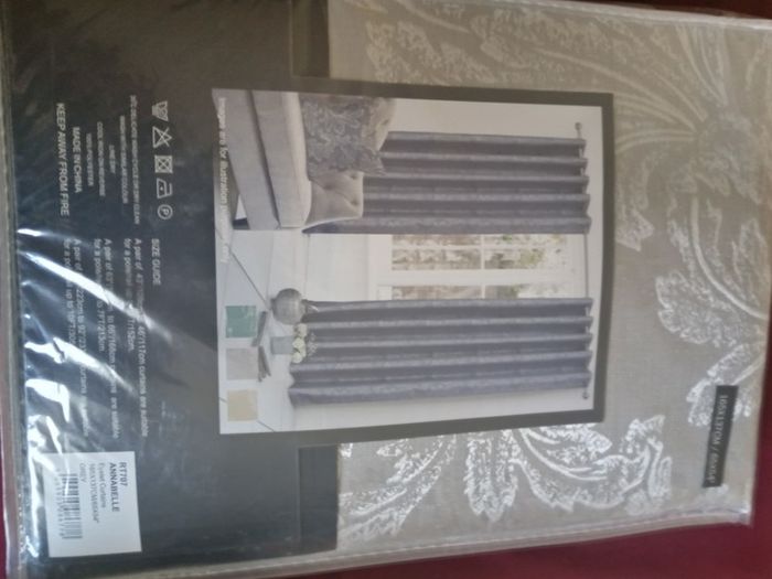 Pair of New Silver Black out Curtain, Eyelet