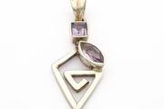 Silver Amethyst Geometric Spiral Pendant