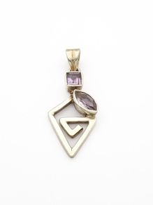 Silver Amethyst Geometric Spiral Pendant