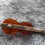 solid silver and amber, violin brooch Image 5