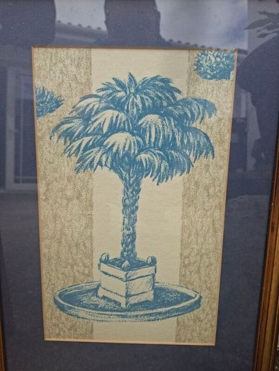 Nice set of 3 Vintage Botanical prints on woven Linen