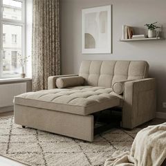 Small Beige Sofa Bed  Only 118cm Wide