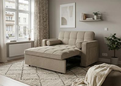 Small Beige Sofa Bed  Only 118cm Wide