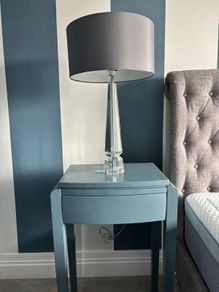 2 crystal style table lamps and side tables