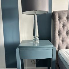 2 crystal style table lamps and side tables
