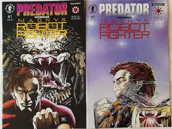 Predator VS Magnus Robot Fighter Issues #1 & 2 Complete Set (1993) Dark Horse/Valiant Crossover