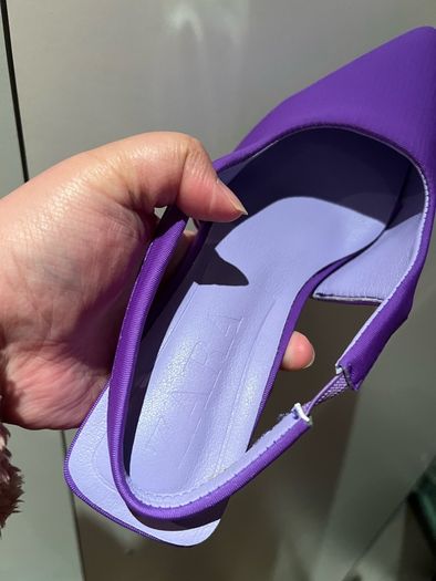 Point Toe Stiletto Heeled Slingback Pumps purple low heels size 7 UK / 40 EU