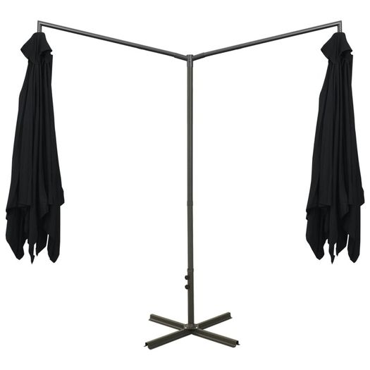Double Parasol with Steel Pole Black 600x300 cm
