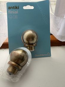 GoodHome Antiki Curtain Pole Finials (Pair) 19mm | Antique Brass | New