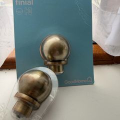 GoodHome Antiki Curtain Pole Finials (Pair) 19mm | Antique Brass | New