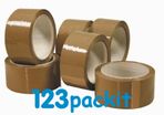 Lot of 6 brown or clear packaging rolls tape 66 meters long x 50 mm  wide industrial premium quality for packaging shipping parcels ecommerce box