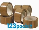 Lot of 6 brown or clear packaging rolls tape 66 meters long x 50 mm  wide industrial premium quality for packaging shipping parcels ecommerce box