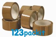 Lot of 6 brown or clear packaging rolls tape 66 meters long x 50 mm  wide industrial premium quality for packaging shipping parcels ecommerce box