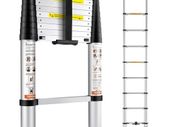 Telescoping Ladder, 10.5 FT Aluminum One-button Retraction Collapsible Extension Ladder, 375 LBS Capacity with Non-slip Feet, Portable Multi-purpose
