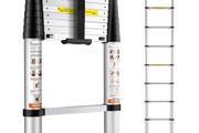 Telescoping Ladder, 10.5 FT Aluminum One-button Retraction Collapsible Extension Ladder, 375 LBS Capacity with Non-slip Feet, Portable Multi-purpose