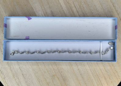 Sterling Silver S-Link Cubic Zirconia Tennis Bracelet Boxed 19cm
