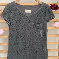 T-shirt Bnwt grey lace front hollister tshirt xsmall