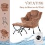 Armchair with Footstool, Lazy Chair with Ottoman Leisure Accent Chair Relax Lounge Chair with Armrests & Side Pocket for Living Room, Bedroom & Small Spaces Armchair, Plush Brown Image 5
