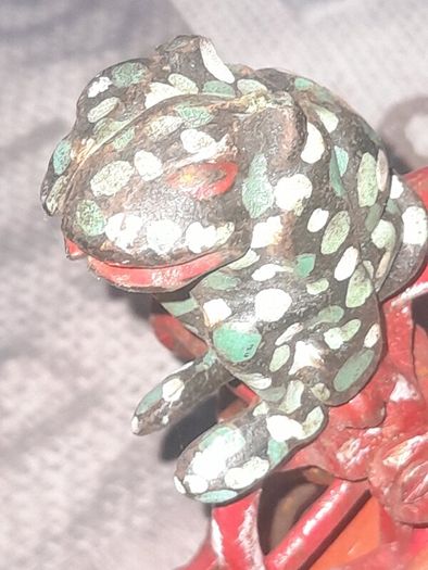Antique Cast Iron Professor Pug Frogs Great Bicycle Feat Mechanical Bank