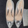 Dune silver heels with matching bag set Image 2