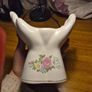 70s Vintage Ceramic Candlestick White with Flowers Hands Candle Holder Image 3