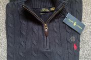 Navy Ralph Lauren Cable Knit Quarter Zip - Size XL Men