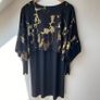 NAYA Layered Overlay Dress Black & Gold Metallic Marble Print Image 6
