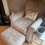 Large Cream Armchair and Footrest Image 4