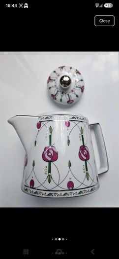Vintage Charles Rennie Mackintosh Tea For Two Set Porcelain Art Deco Tea pot and jug