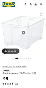 Ikea Samla Large Storage Box with wheels 130 litres