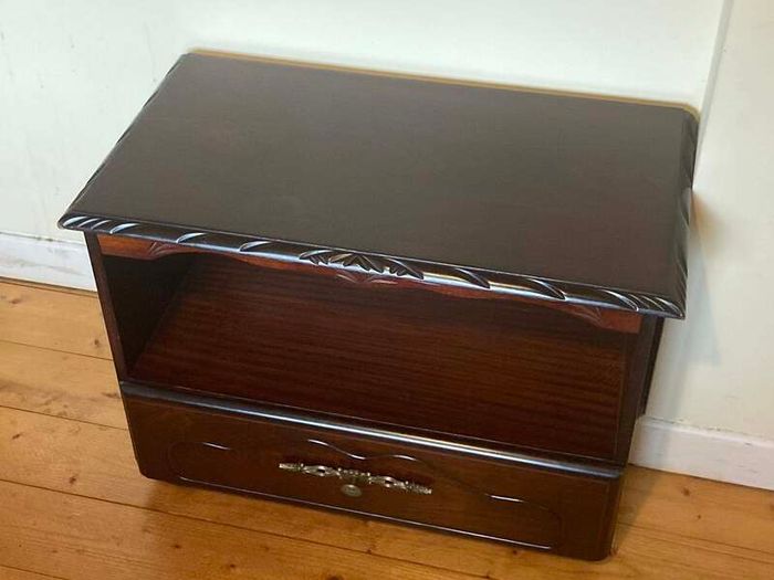 Rossmore Mahogany TV Unit / Storage Cabinet on Wheels