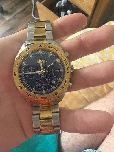 Men's gold Hugo boss watch