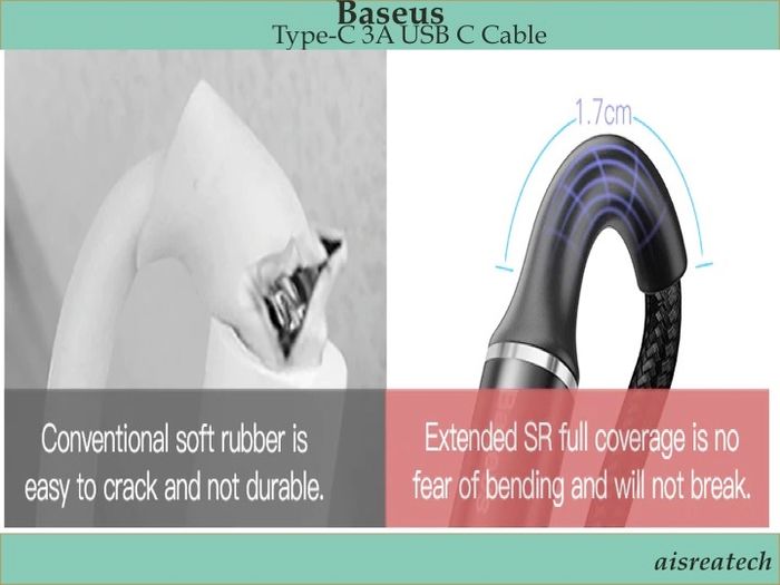 Baseus 3A Type-C USB-C cable Nylon Braided charging cable For Samsung Huawei