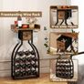 Wine Rack Freestanding Floor,Wine Storage 15 Bottles Bottle Rack with Glass Holders, Mini Bar Wine Cabinet with Storage Drawer for Home Bar Kitchen Dining Room,Rustic Brown, Image 3
