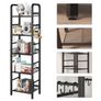 4-Tier Storage Shelf, Metal Shelving Unit, 8Pcs S Hooks, Modern Style, 36 x 27 x 146 cm, Corner Shelf, Display Units for Living Room, Bedroom, Office, Black Image 5
