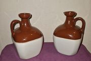 Vintage pair of brown &amp; white jugs