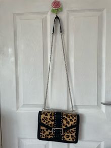 Topshop black leopard skin shoulder bag