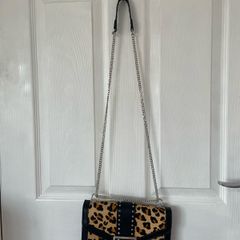 Topshop black leopard skin shoulder bag