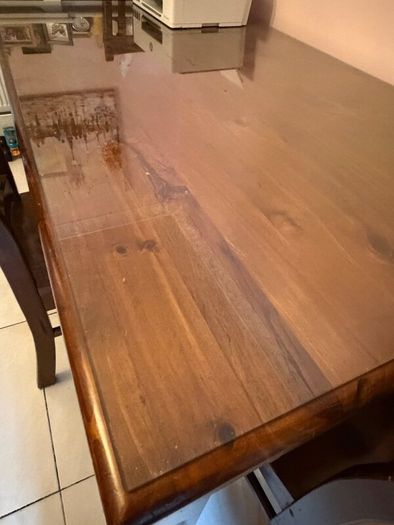 Antique Dining Table with Glass Top Cover