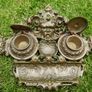 Antique Ornate Brass Double Inkwell Desk Stand Image 4