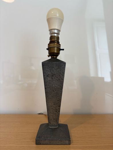 Antique Arts and Crafts Talbot hammered pewter table lamp c1930