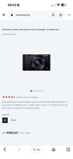 Sony RX100M3 camera