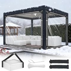 Clear Tarpaulin Waterproof Heavy Duty 2m / 4m Transparent Tarpaulin with Eyelets Tear Resistant 420 g/m PVC Clear Tarp for Gazebo Balcony Rabbit Hutch Greenhouse Chicken Coop Balcony Outdoor